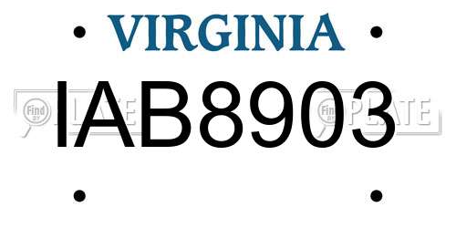 IAB8903 Virginia License Plate