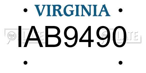 IAB9490 Virginia License Plate