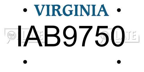 IAB9750 Virginia License Plate