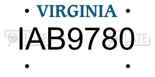 IAB9780 Virginia License Plate