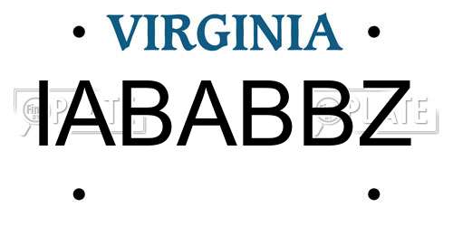 IABABBZ Virginia License Plate