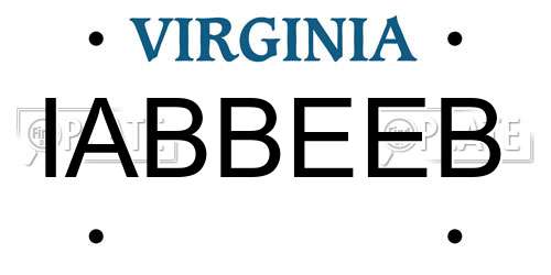 IABBEEB Virginia License Plate