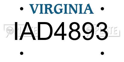 IAD4893 Virginia License Plate