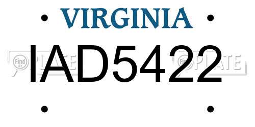 IAD5422 Virginia License Plate