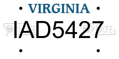IAD5427 Virginia License Plate
