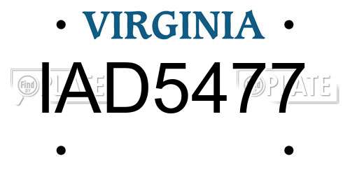 IAD5477 Virginia License Plate