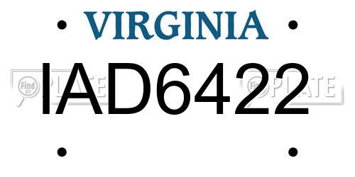 IAD6422 Virginia License Plate