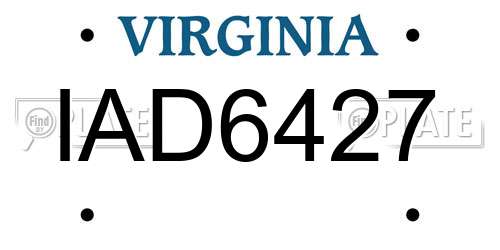 IAD6427 Virginia License Plate