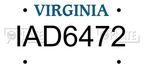 IAD6472 Virginia License Plate