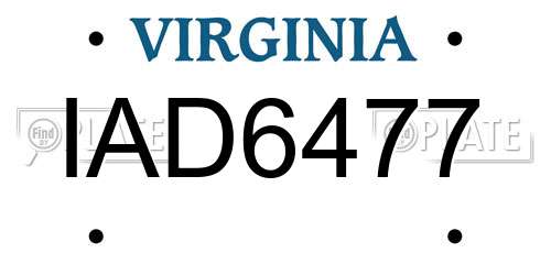 IAD6477 Virginia License Plate