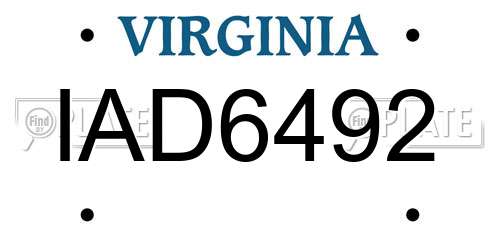 IAD6492 Virginia License Plate