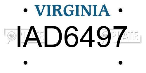 IAD6497 Virginia License Plate