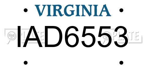 IAD6553 Virginia License Plate