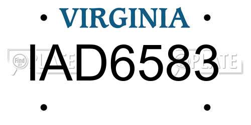 IAD6583 Virginia License Plate