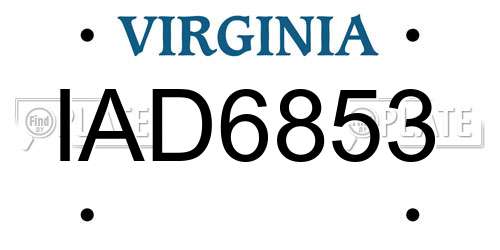 IAD6853 Virginia License Plate