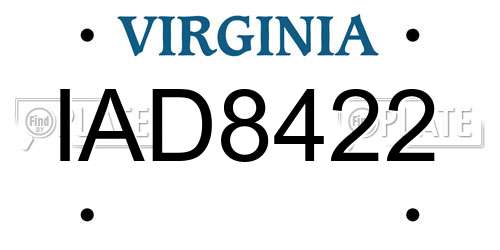 IAD8422 Virginia License Plate