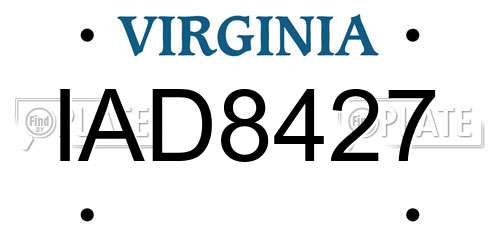 IAD8427 Virginia License Plate