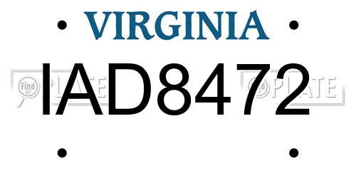 IAD8472 Virginia License Plate