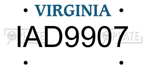 IAD9907 Virginia License Plate