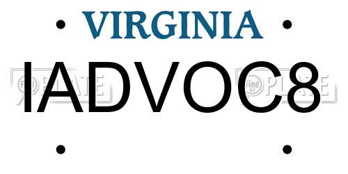 IADVOC8 Virginia License Plate