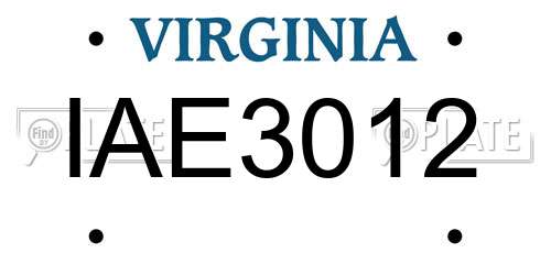 IAE3012 Virginia License Plate