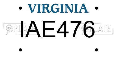 IAE476 Virginia License Plate