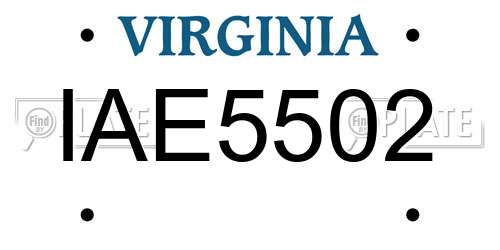 IAE5502 Virginia License Plate