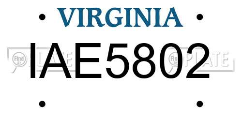 IAE5802 Virginia License Plate