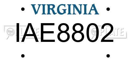 IAE8802 Virginia License Plate