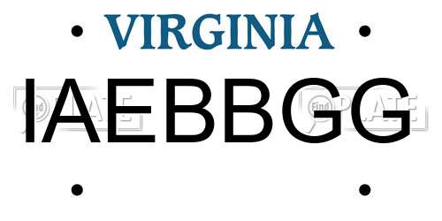 IAEBBGG Virginia License Plate