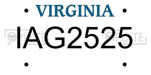 IAG2525 Virginia License Plate