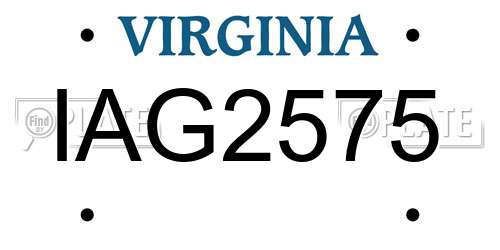 IAG2575 Virginia License Plate
