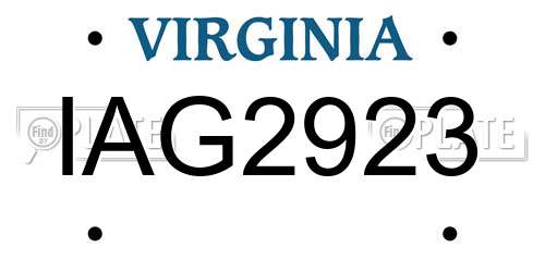 IAG2923 Virginia License Plate