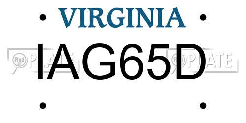 IAG65D Virginia License Plate