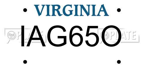 IAG65O Virginia License Plate