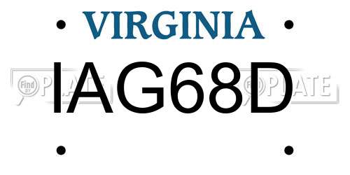 IAG68D Virginia License Plate