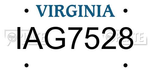 IAG7528 Virginia License Plate