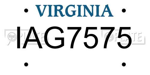 IAG7575 Virginia License Plate