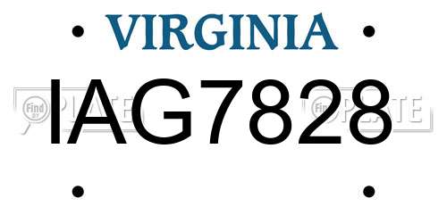 IAG7828 Virginia License Plate