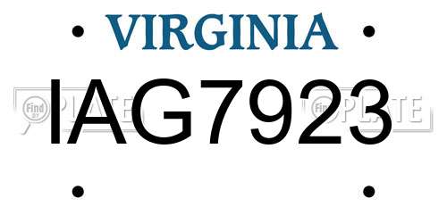 IAG7923 Virginia License Plate