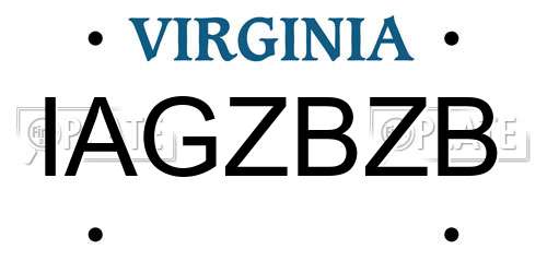 IAGZBZB Virginia License Plate