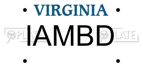 IAMBD Virginia License Plate