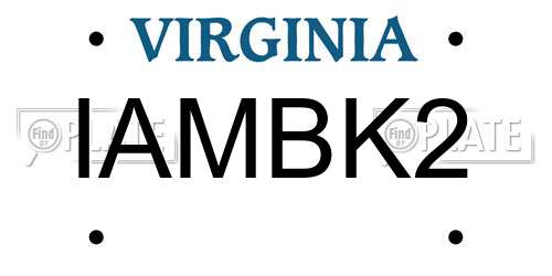 IAMBK2 Virginia License Plate