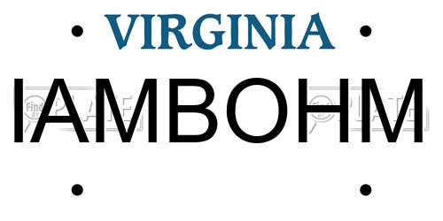 IAMBOHM Virginia License Plate