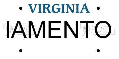 IAMENTO Virginia License Plate