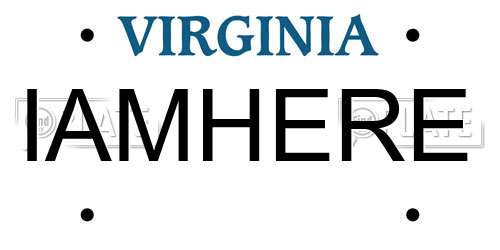 IAMHERE Virginia License Plate