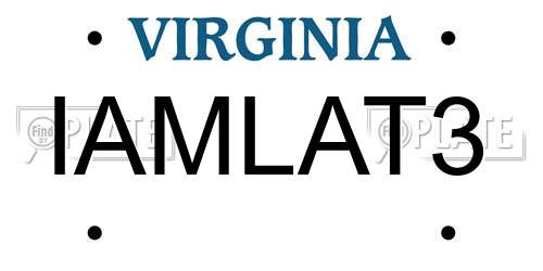IAMLAT3 Virginia License Plate