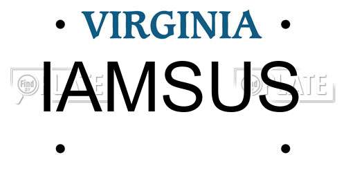 IAMSUS Virginia License Plate