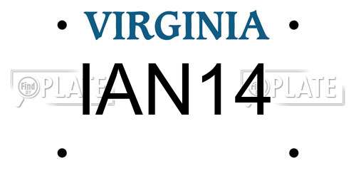 IAN14 Virginia License Plate