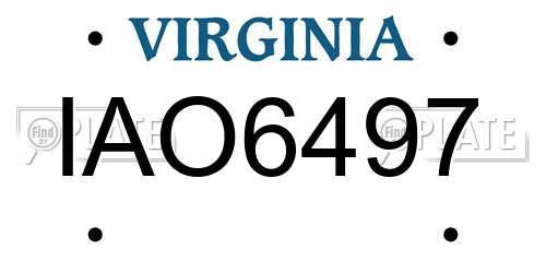 IAO6497 Virginia License Plate